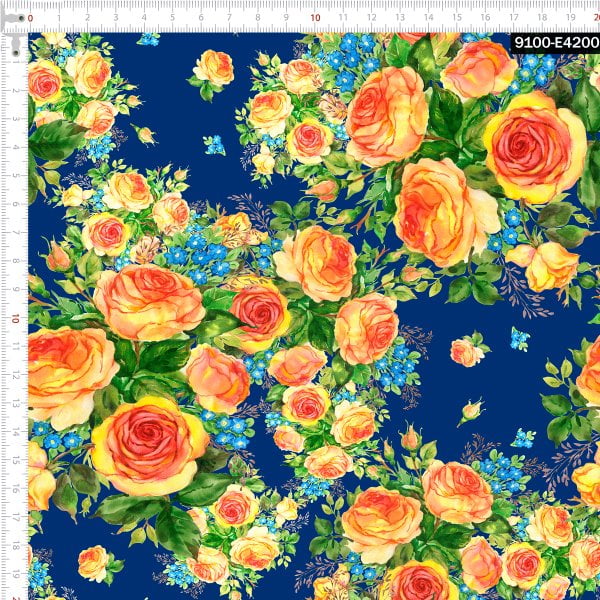 Tecido Tricoline Estampado Digital Floral Buqu Em Aquarela Avimor