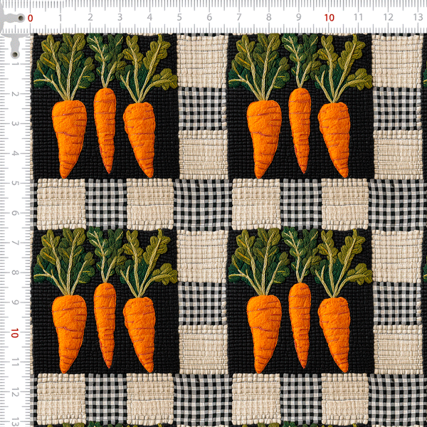 Tecido Tricoline Digital 3D Cenouras Grid Xadrez 9100E14433