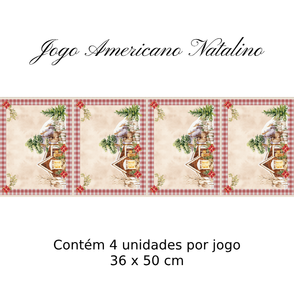 Sarja Estampada Impermeável Jogo Americano Chalé Natalino do Noel 9101e13438