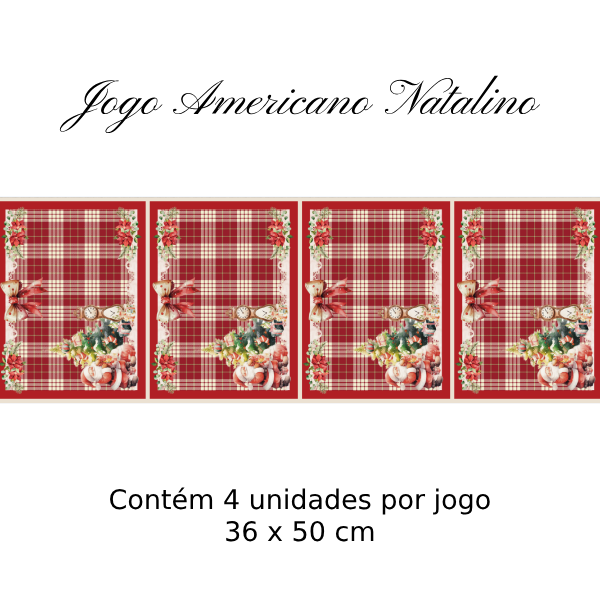 Sarja Estampada Impermeável Jogo Americano Hora do Natal Xadrez 9101e13439