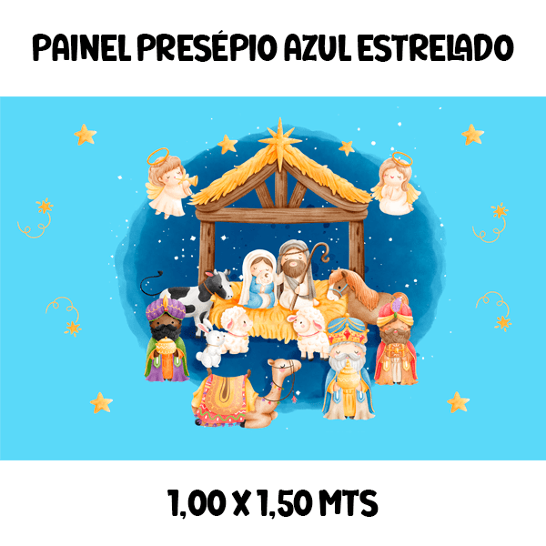 Sarja Impermeável Painel Presépio Azul Estrelado 1,00 x 1,50 mts 9100e7747