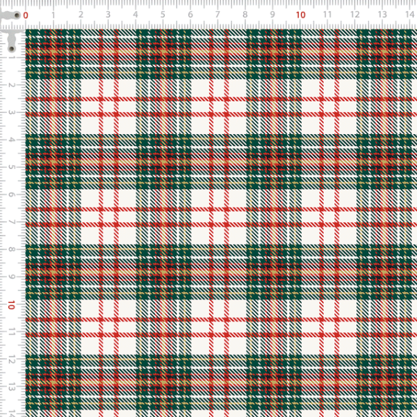 Sarja Impermeável Xadrez Riscado Natalino Branco Verde 9101E13502