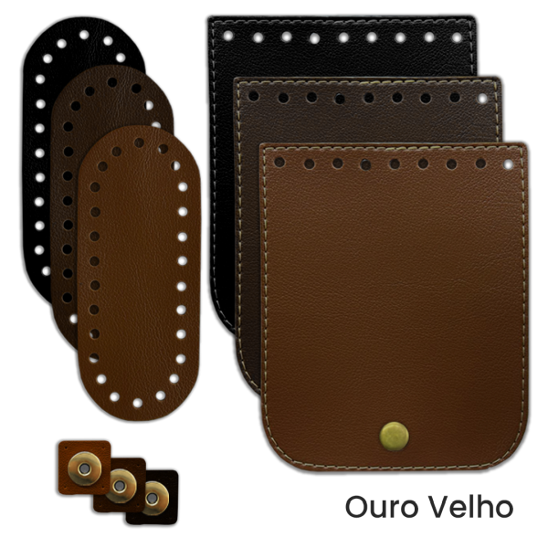 Kit Aba para Bolsa de Crochê Mini Ouro Velho A0198.02