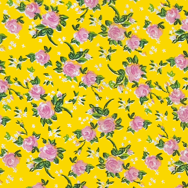 Tecido Chitão Estampado Rosas Fundo Amarelo Junino 18315