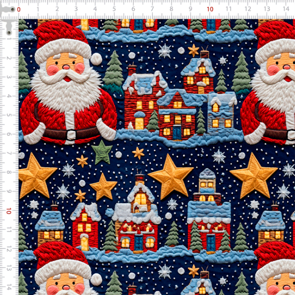 Tecido Tricoline Digital 3D Vilarejo do Papai Noel 9101e12571