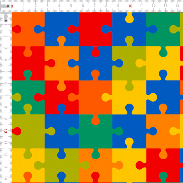 Tecido Tricoline Digital Quebra-Cabeça do Autismo 9100E13824