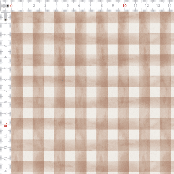 Tecido Tricoline Digital Xadrez Aquarelado Marrom 9100E13372