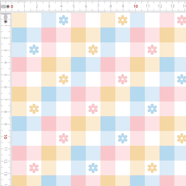 Tecido Tricoline Digital Xadrez Cores Pastéis 9100E14714