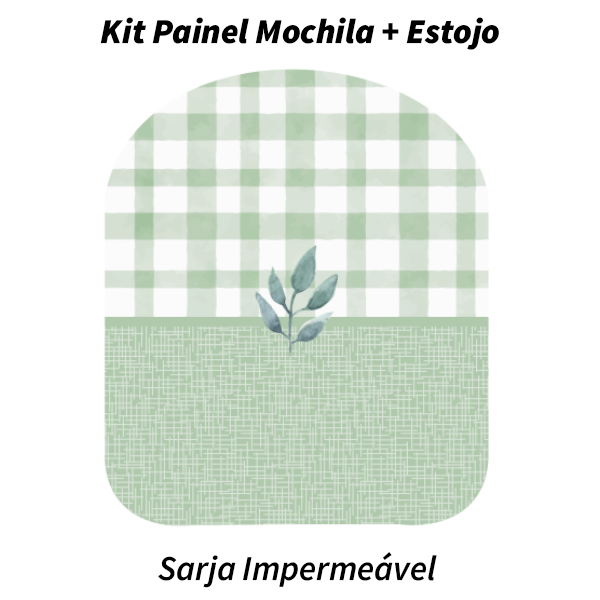 Sarja Estampada Impermeável Painel Mochila + Estojo Bebê Dino Xadrez Textura  Azul