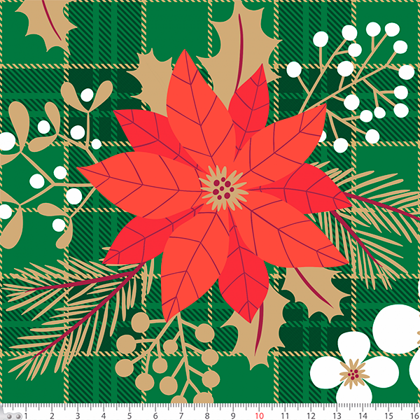 Tecido Tricoline Floral Vermelho Fundo Xadrez Verde - 1,50m de Largura -  Sua Casa Decorações