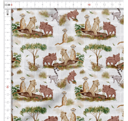 Tecido Fralda Estampada Animais Safari 100% Algodão 70 x 70 cm