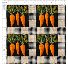 Tecido Tricoline Digital 3D Cenouras Grid Xadrez 9100E14433