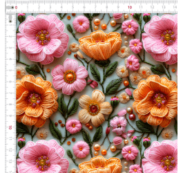 Tecido Tricoline Digital 3D Flora de Primavera 9100e13192