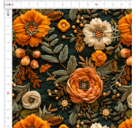 Tecido Tricoline Digital 3D Flores Outono Pastel 9100e13193