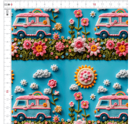 Tecido Tricoline Digital 3D Kombi Crochê Floral 9100e13198