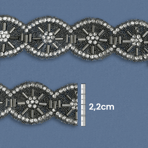 Galão Termocolante Com Pedras 2,2 cm Prata CH-3989