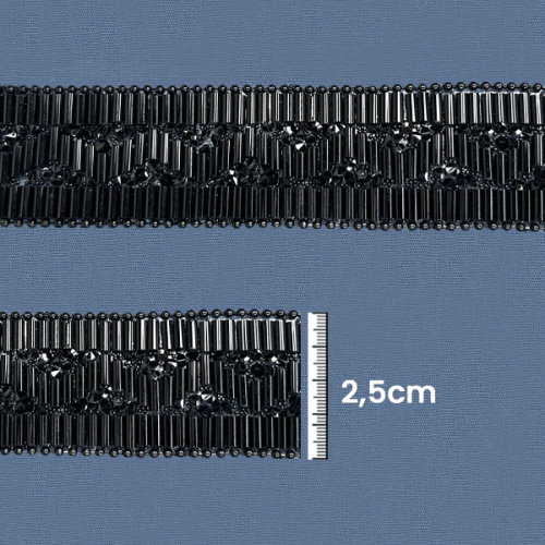 Galão Termocolante Com Pedras 2,5 cm Preto CH-4004