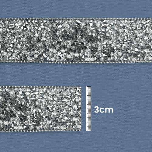 Galão Termocolante Com Pedras 3 cm Prata CH-4005