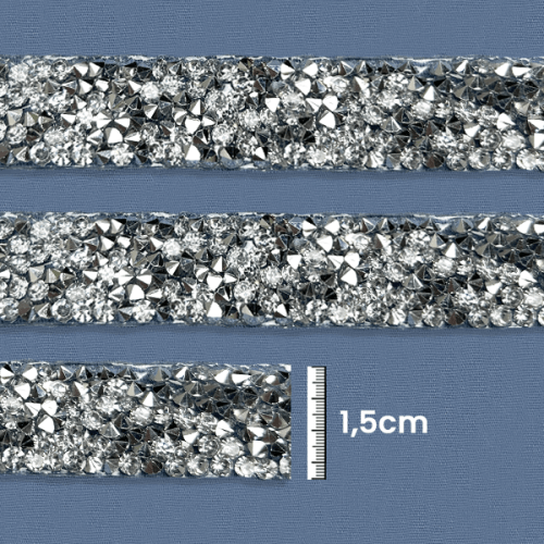 Galão Termocolante Pedras 1,5 cm Prata CH-4006