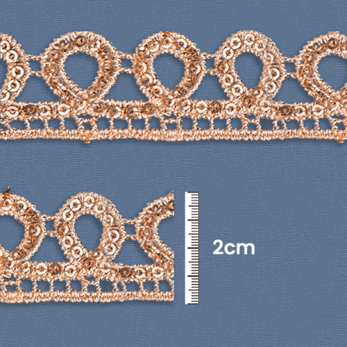 Renda Guipir Bico Com Paetê 2 cm Bege Brilhante CH-0702