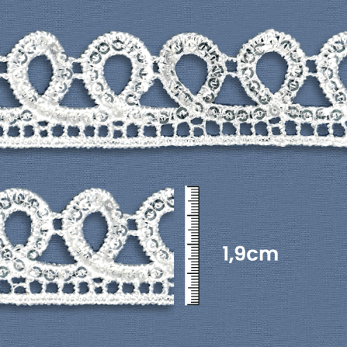 Renda Guipir Bico Paetê 1,9 cm Branca CH-0703