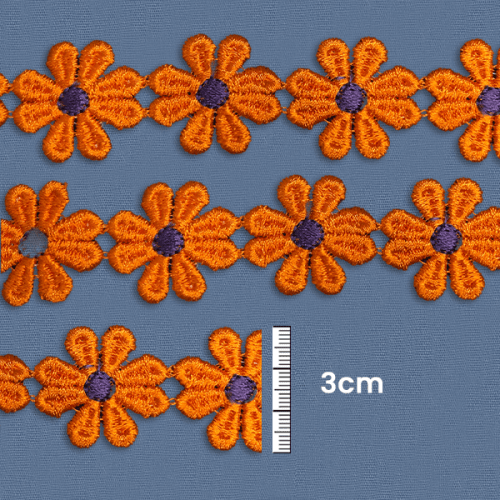 Renda Guipir Formato Flor 3 cm Laranja CH-0760