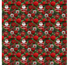 Tecido Tricoline Digital 3D Papai Noel Floral 9101e12591