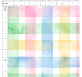 Tecido Tricoline Digital Xadrez Pastel Colorido com Corações 9100e8506