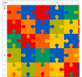 Tecido Tricoline Digital Quebra-Cabeça do Autismo 9100E13824