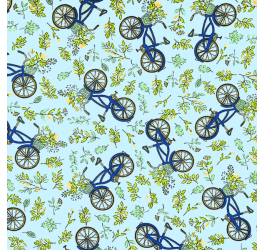 Tecido Tricoline Estampado Bicicletas Floral ES01107075