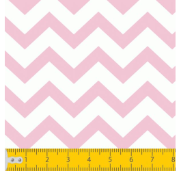 Tecido Tricoline Estampado Chevron Rosa e Branco 1068v07