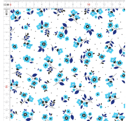 Tecido Tricoline Estampado Flores Miúdas Azúis 3097v001
