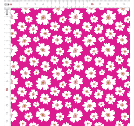 Tecido Tricoline Estampado Margaridas Fundo Rosa Choque 3086v012