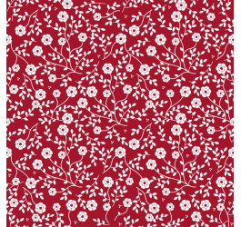 Tecido Tricoline Estampado Ramos e Flores Fundo Vermelho 1398v106