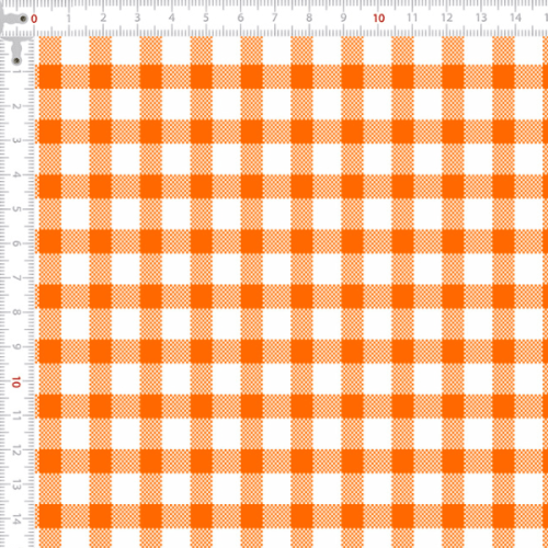 Tecido Tricoline Estampado Xadrez Laranja 1361v030