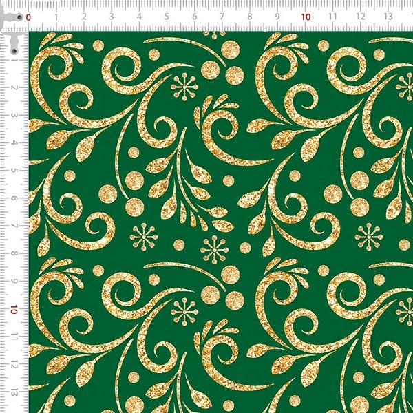 Tecido Tricoline Estampado Arabesco Natalino Fundo Verde 1357v265