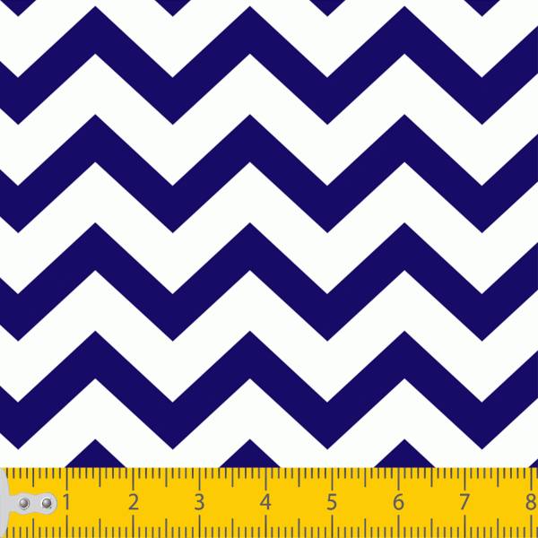 Tecido Tricoline Estampado Chevron Azul Marinho e Branco 1068v2