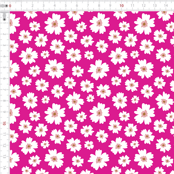 Tecido Tricoline Estampado Margaridas Fundo Rosa Choque 3086v012